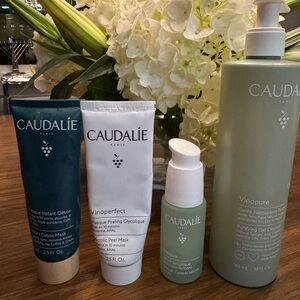 Caudalie Glycolic Peel Mask, clay mask, Vinopure Purifying Gel Cleanser & serum